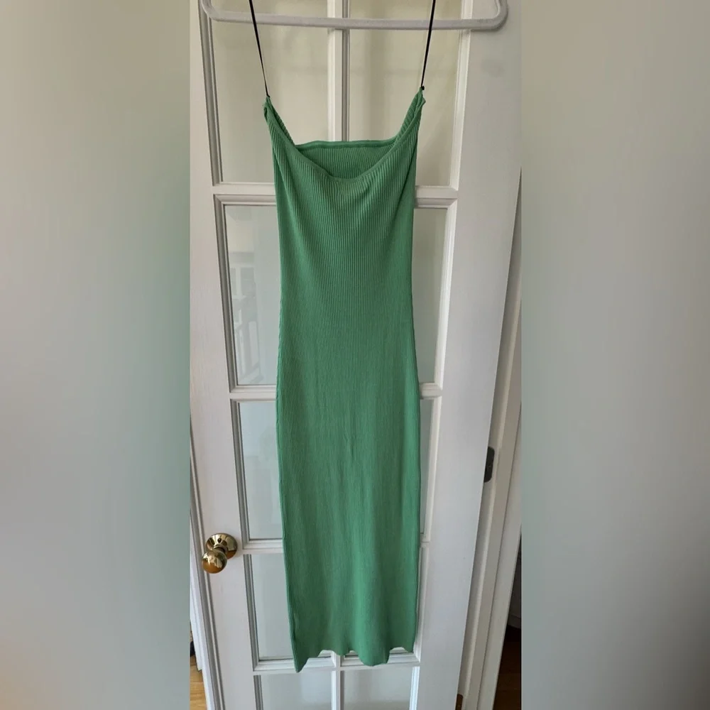 H&M Light Green Ribbed Midi Dress - Picture 3 of 4